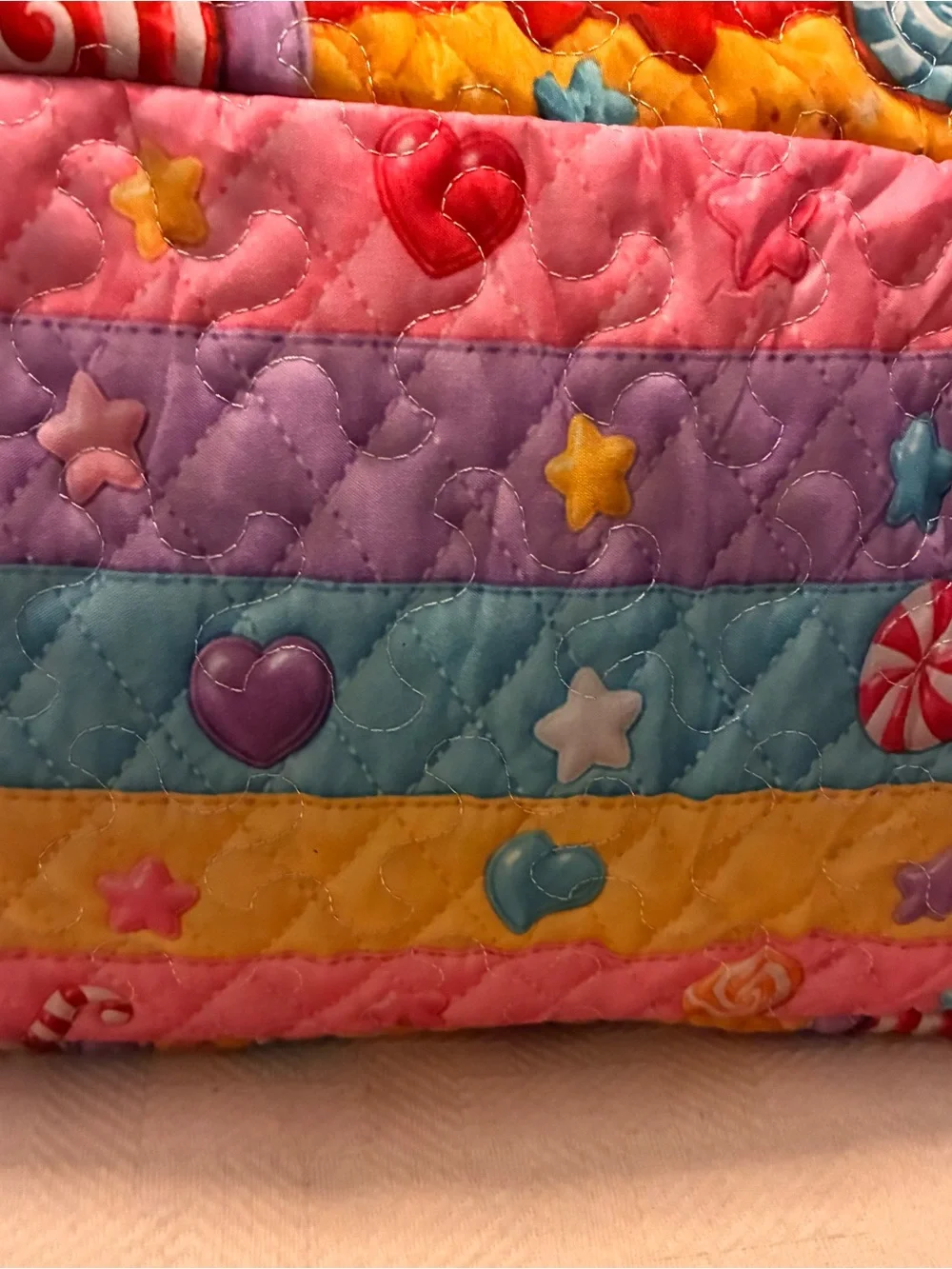 Sanrio Rainbow Hello Kitty Quilted Pink Multicolor Duffel Brand New